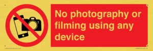 No photography or filming using any device